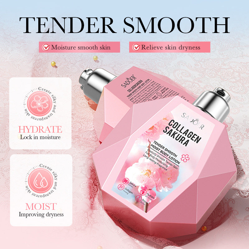 Sakura Body Lotion300ml SADOER Collagen Tender and Smooth Skin Lotion Cross-Border Wholesale