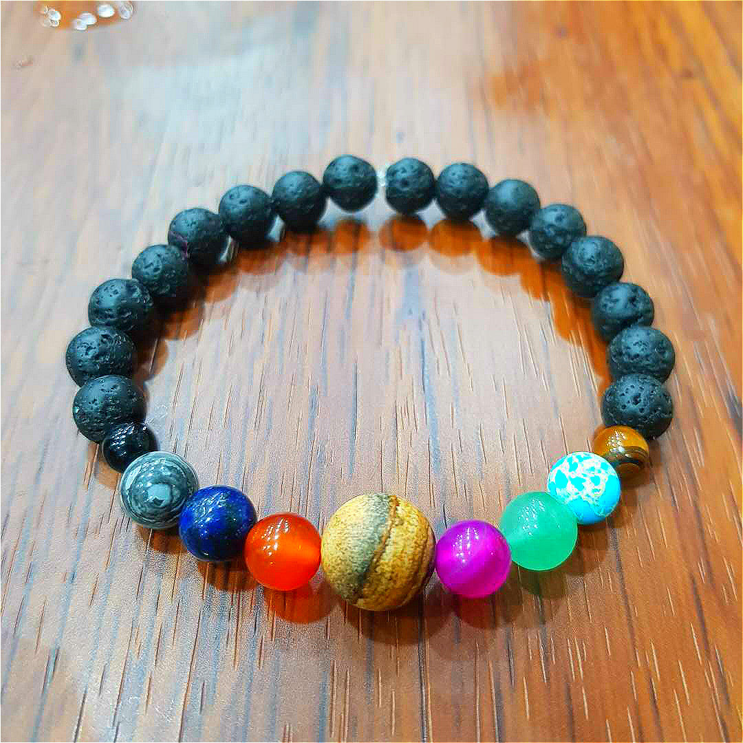 Hot-Selling Universe Galaxy Solar System Eight Planets Bracelet Guardian Star Natural Stone Bead Bracelet Seven Meridians Bracelet