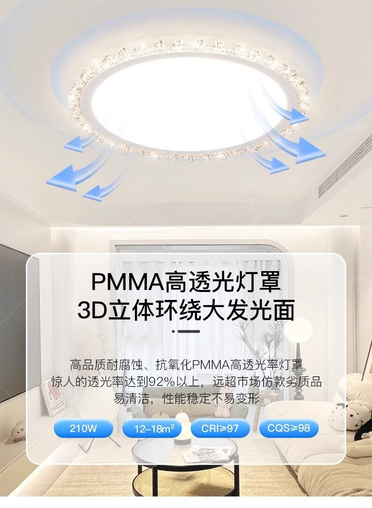 Light Luxury Living Room Ceiling Lamp New Crystal Lamp Cream Style High-end Bedroom Main Lamp Round Shape led Eye Protection Lighting