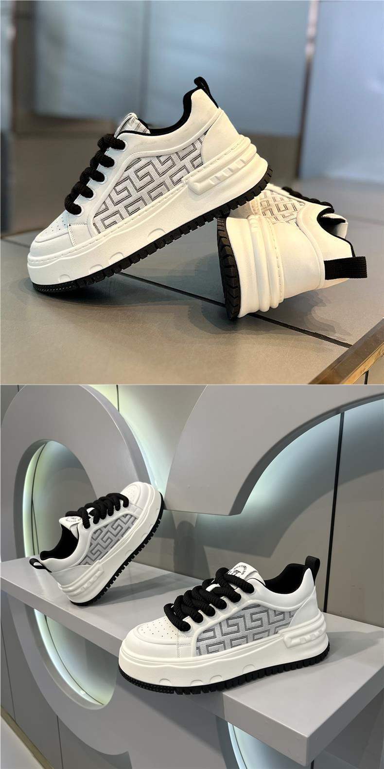 Men's New White Sneakers Mesh Breathable Casual Shoes Fashion Versatile Board Shoes Trendy Sports Shoes Loafers