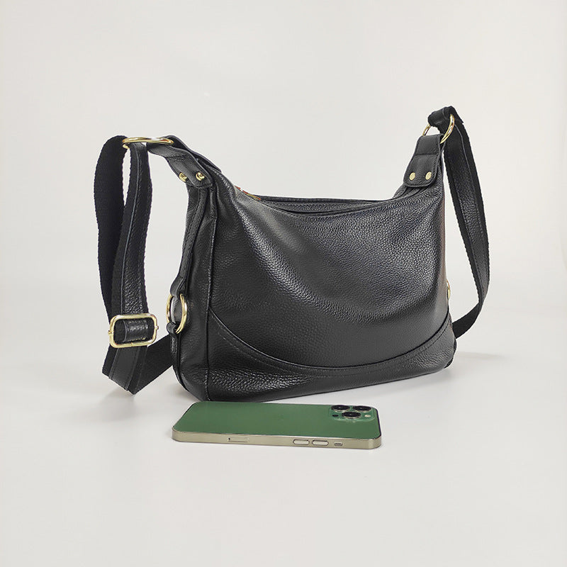 Genuine Leather Crossbody Bag for Women2025Versatile Soft Top Layer Cowhide Large Capacity Shoulder Bag for Middle-aged Moms, Light Luxury Style
