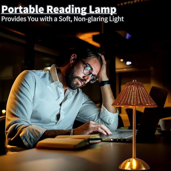 Bohemian Rattan Creative Table Lamp LED Rechargeable Table Lamp Decoration Home Decoration Night Light Ambient Light