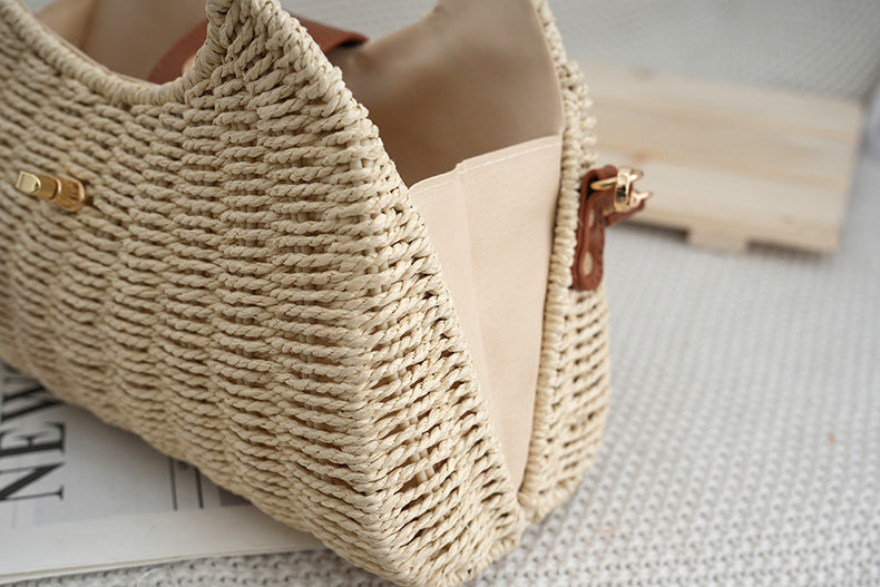 Crossbody Women's Bag New Fashion Single Shoulder Straw Bag Niche Handbag Vacation Beach Bag Korean Style Straw Bag Woven Bag