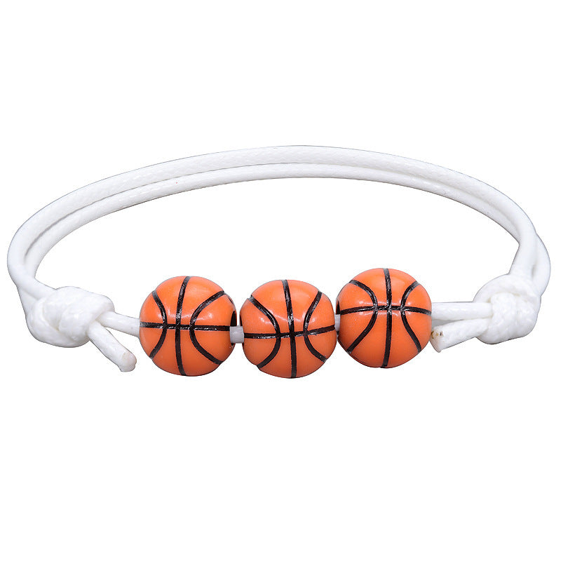 Basketball Wax Thread Braided Bracelet Men's Sports Gift Black and White Rope Wrap Bracelet Tennis Football Braided Bracelet