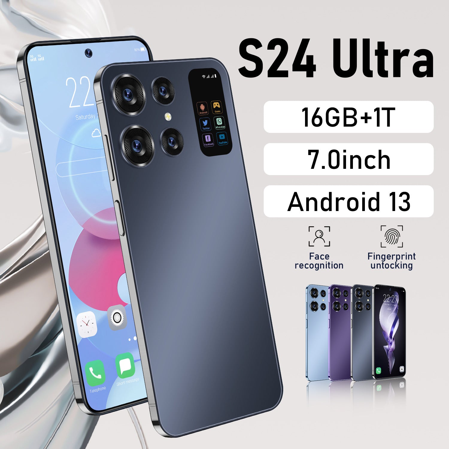 Exclusive Supply S24 Ultra Mobile Phone16+1TB Large Memory7.0High-definition screen source manufacturer available