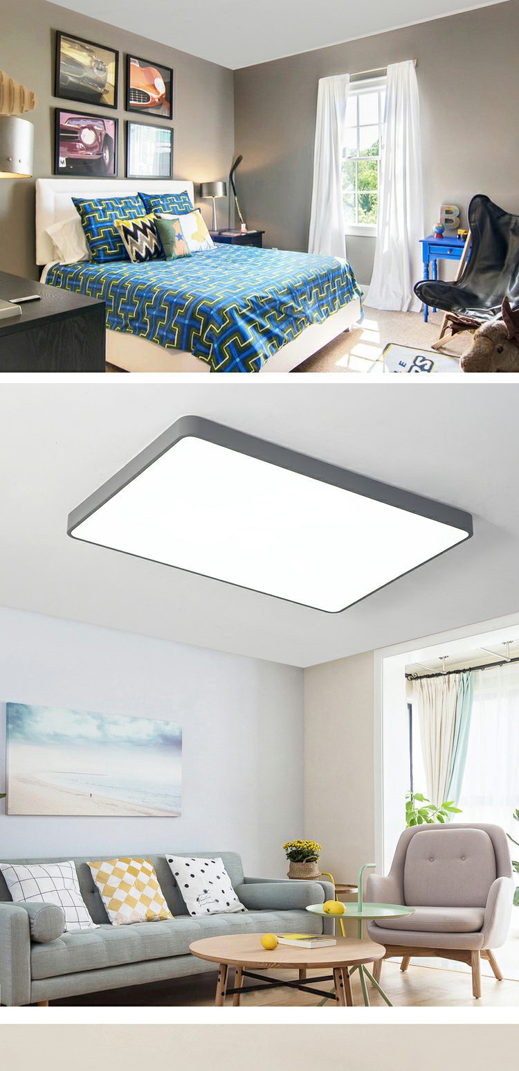 Home Living Room Lamp Rectangular Creative Macaron Ceiling Lamp Room Lamp Modern Simple Iron Art led Bedroom light