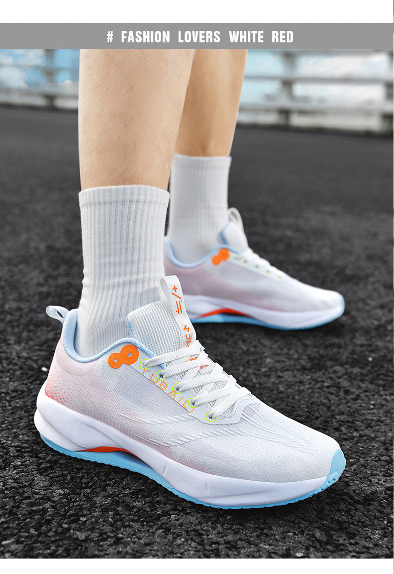 Summer Men's Fashion Breathable Sneakers Student Outdoor Trendy Lace-up Thick-soled Low-top Casual Running Shoes