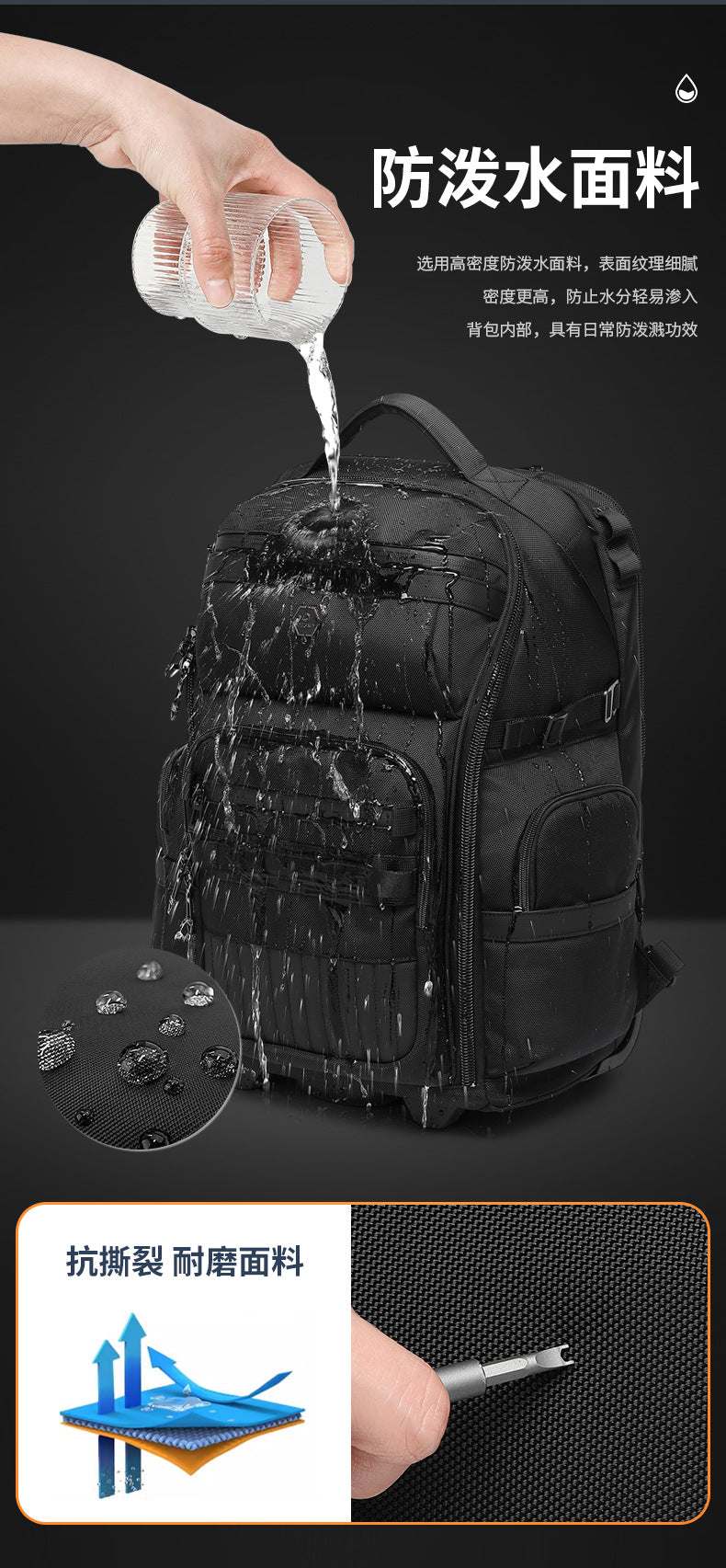 OZUKO Boarding Trolley Bag Men's Travel Backpack Multifunctional Large Capacity Short Distance Business Waterproof Backpack