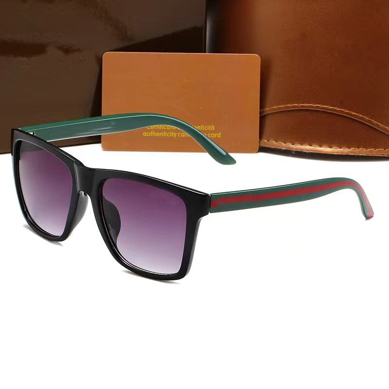 Classic Trendy Retro Sunglasses for Men and Women, Square Frame, Fashionable, UV Protection, Strong Light, Personality, Black Leg, Black Lens, Clip-on
