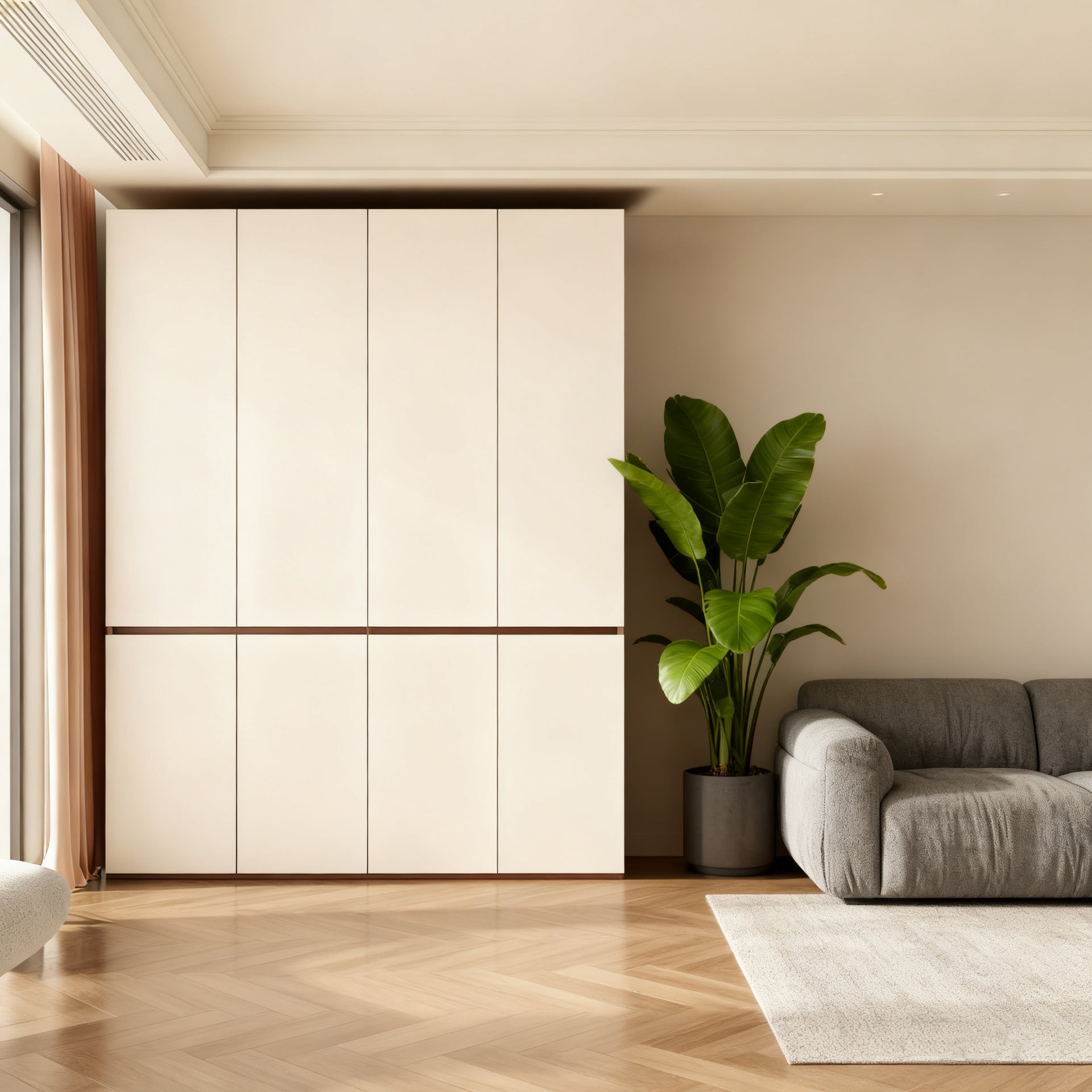 Custom Whole House Honeycomb Aluminum Alloy Wardrobe, Sectional Handle-Free, One Door to the Ceiling, Simple Home Bedroom Large Wardrobe