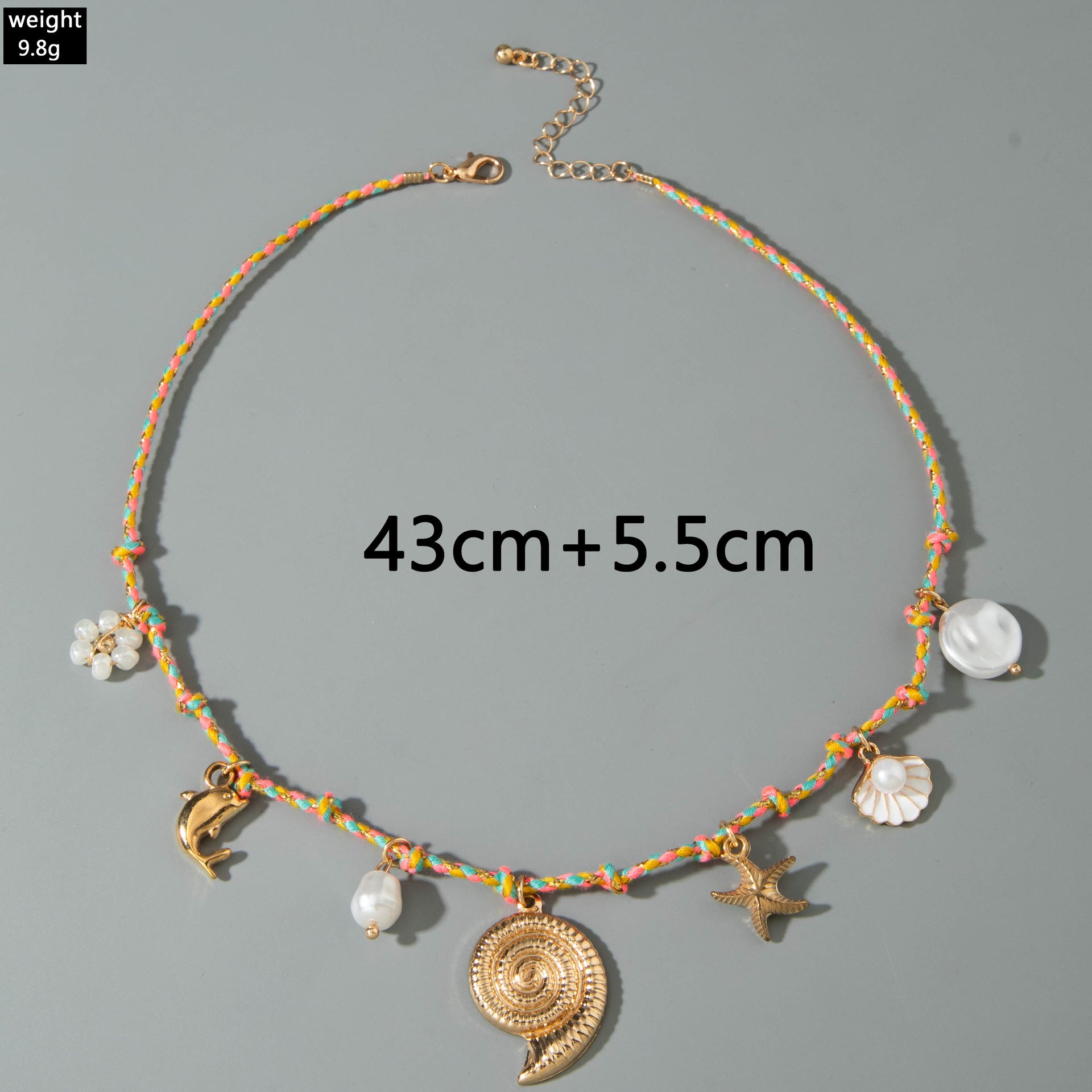 European and American Ornament Fashion Ocean Style Shell Alloy Pendant Braided Necklace Bohemian Shell Jewelry