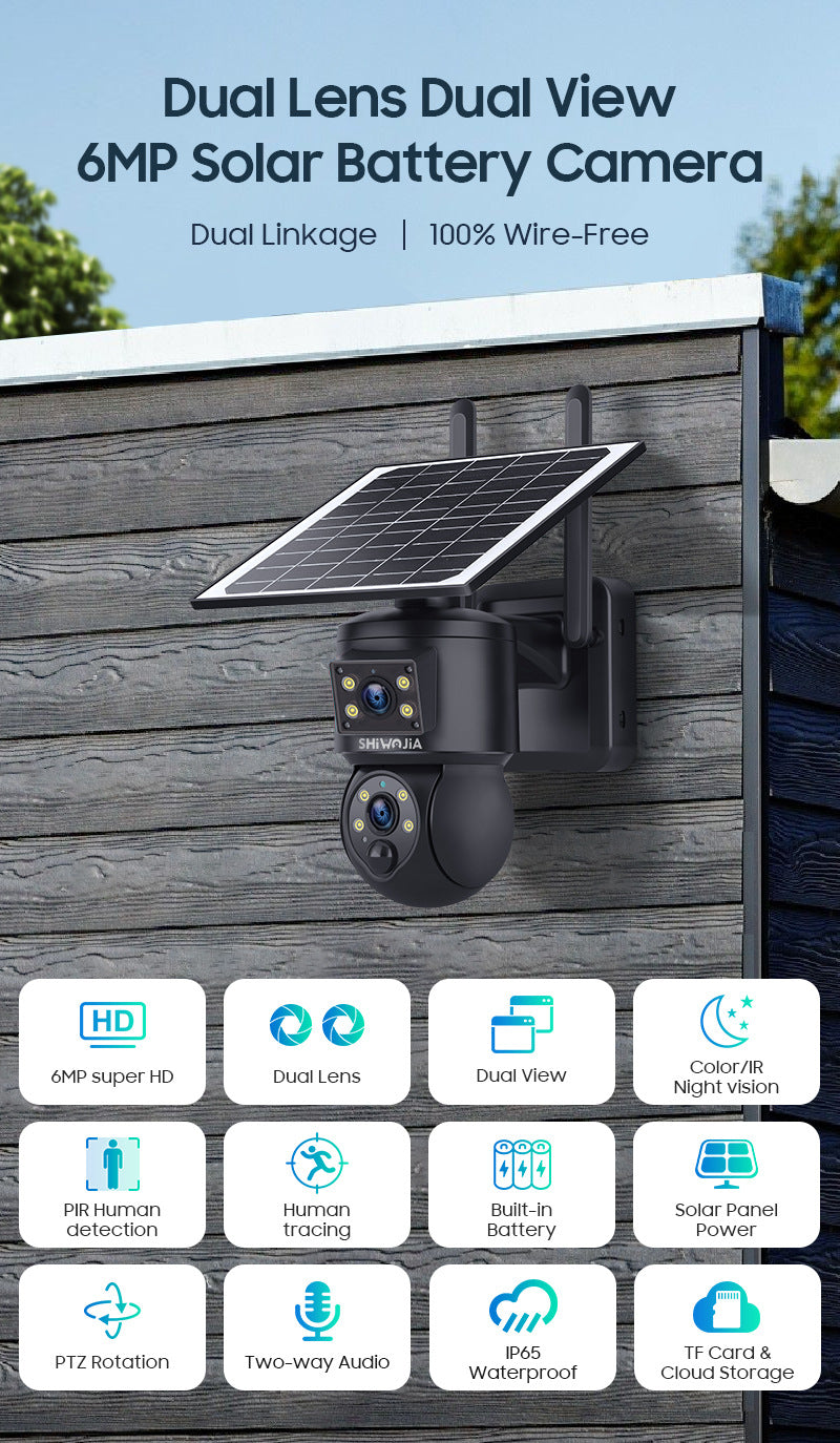 4G Wireless Solar Surveillance Camera Bullet Remote Early Warning6MP HD Night Vision Outdoor Camera