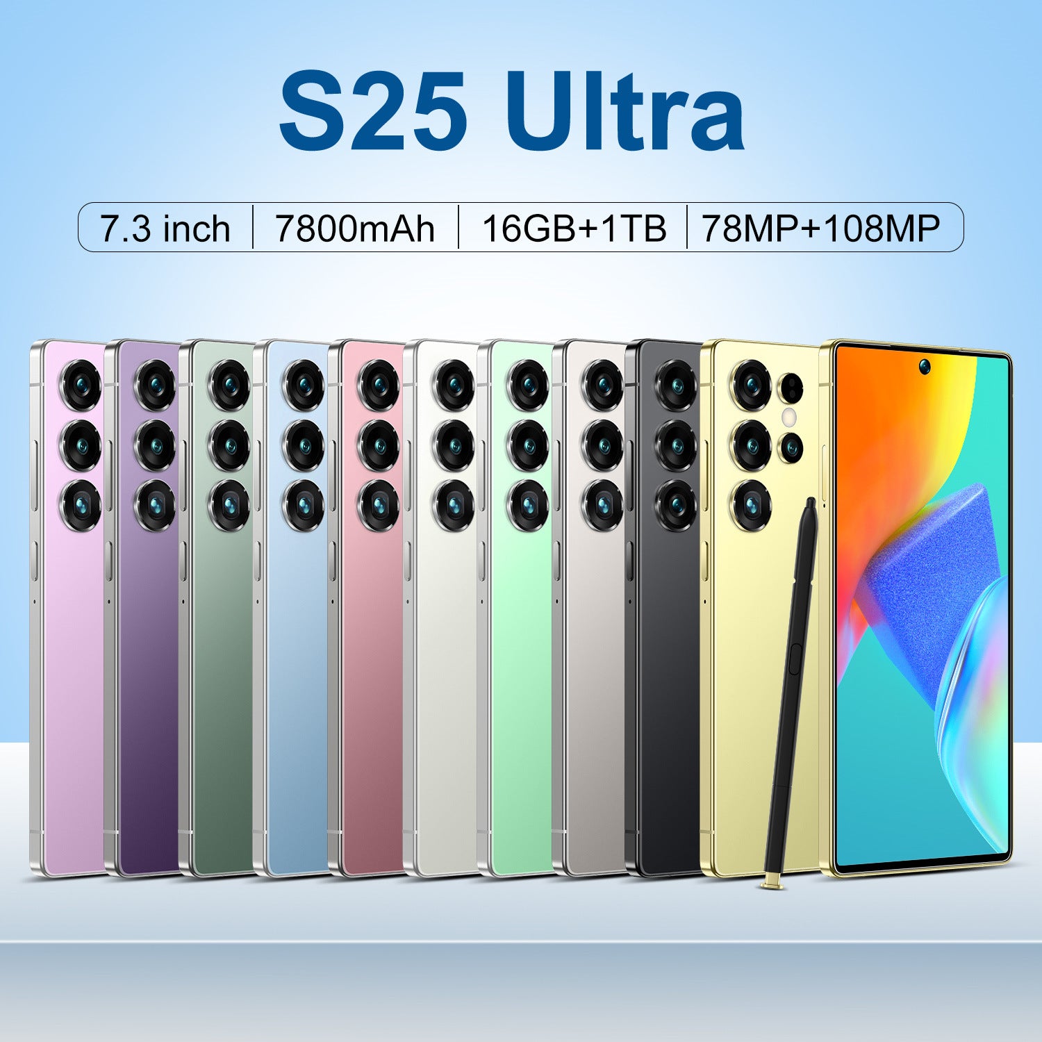 Smartphone S25 Ultra Android7.3Inch Hd Large Screen16+1T Mobile Phone Source Factory