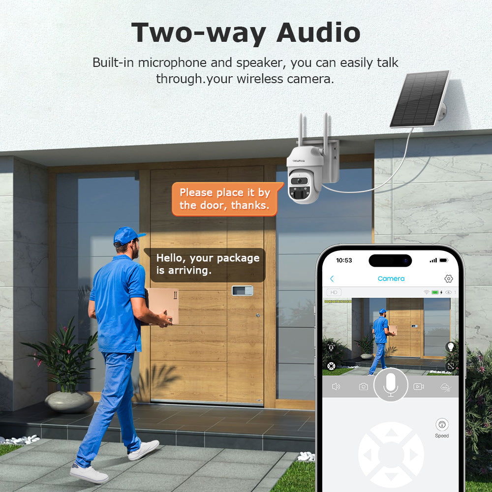 Factory Direct Sales4G Wireless solar camera with multi-zone coverage300Wanshuang Night Vision Garage Corridor Monitoring