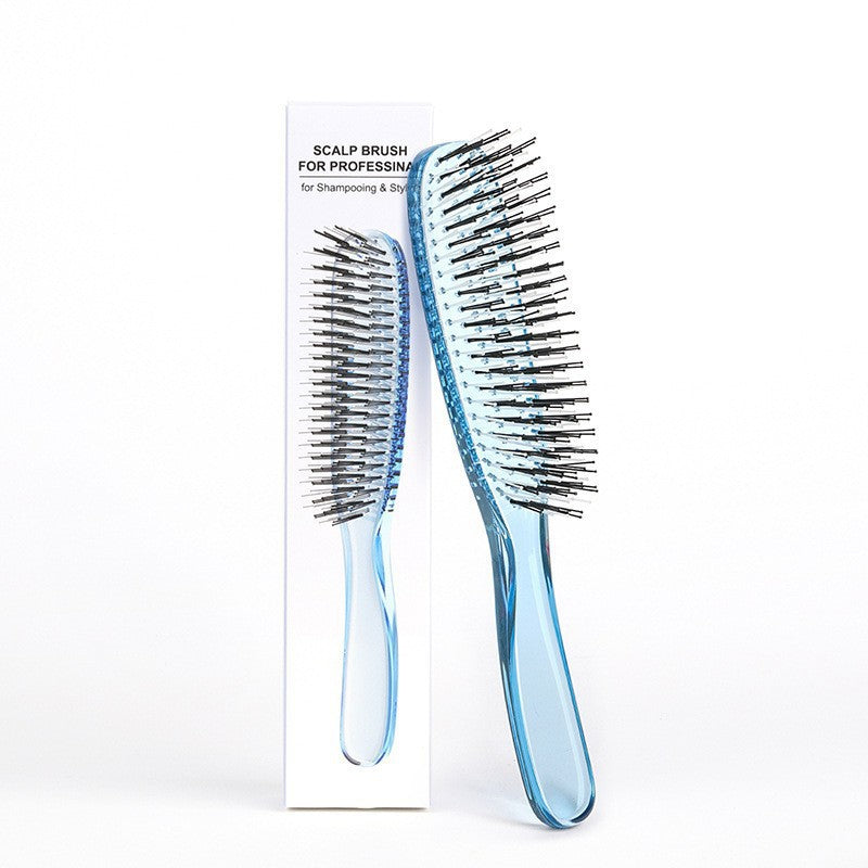 Cross-Border Meridian Fluffy Scalp Cleaning Care Comb High Low Comb Teeth Dry Wet Dual-Use Smooth Hair Fine Needle Electroplated Massage Comb