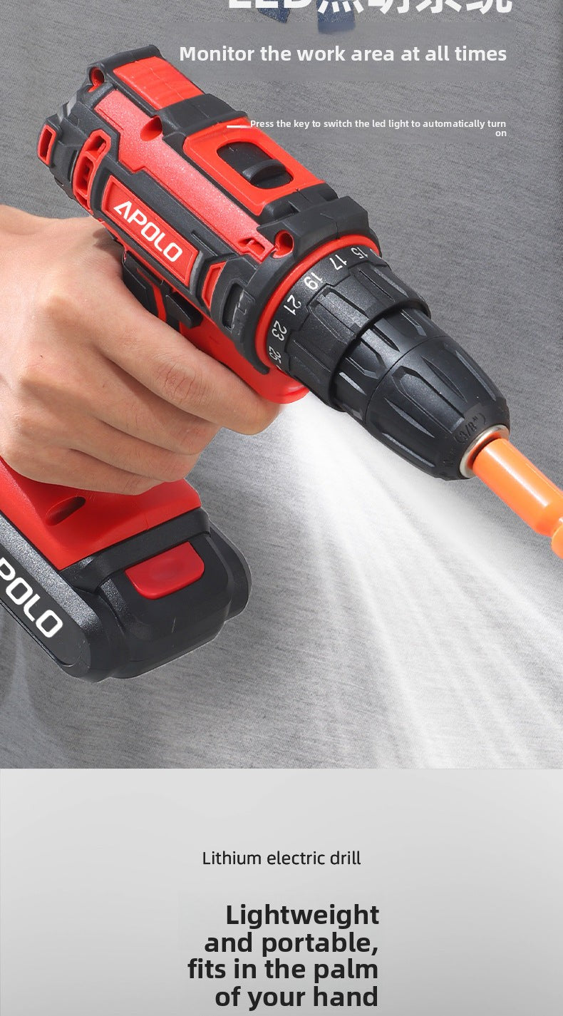 Lithium Battery Rechargeable Household Pistol Impact Drill Multi-Function Electric Screwdriver Tool Set Electric Drill