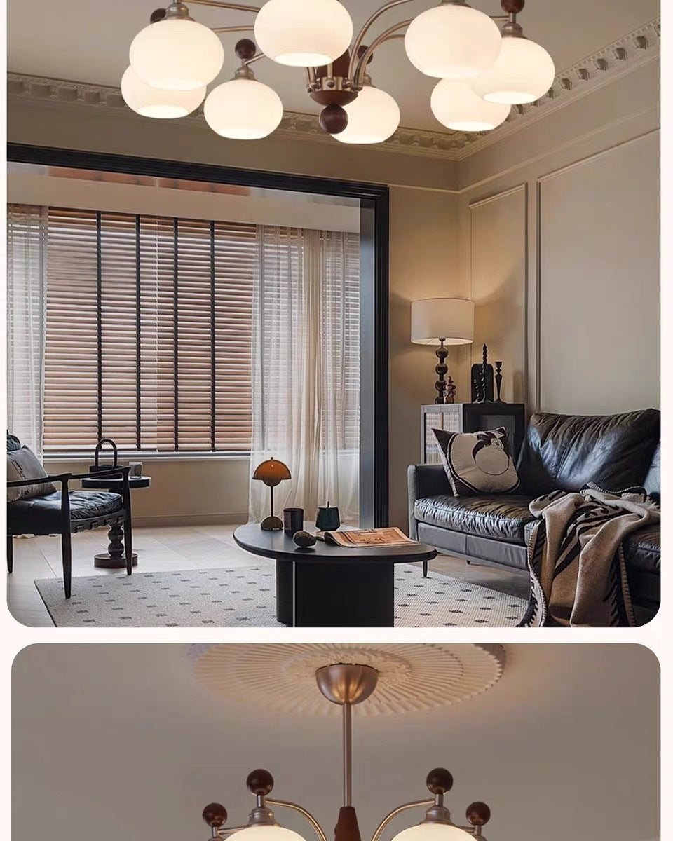 Vintage Retro Solid Wood Living Room Designer Persimmon Pendant Light Vintage French Cream Style Bedroom Living Room Dining Room Light