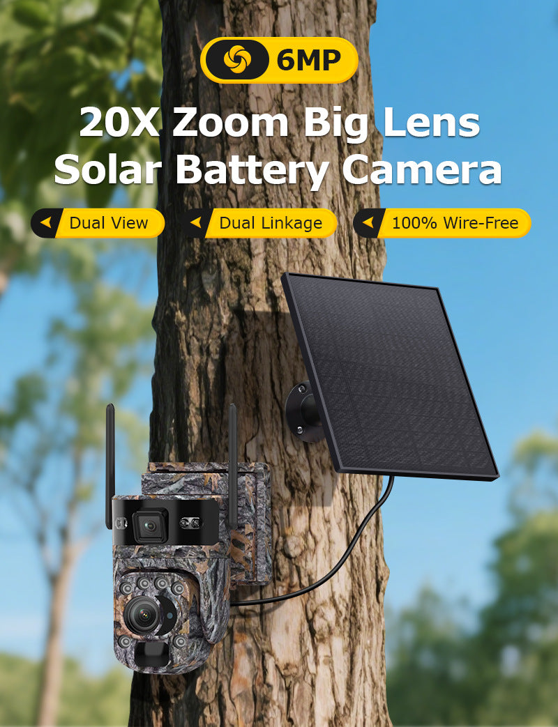 Specially designed for the new bush camouflage pattern4G Solar-powered Camera6MP Hd202x Zoom Surveillance Camera