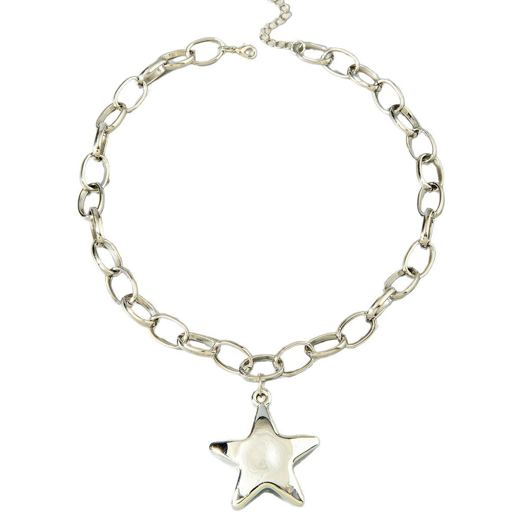 European and American Style Jewelry Five-Pointed Star ccb Exaggerated Pendant Necklace Fashionable and Unique Sweet Cool Style Necklace Wholesale