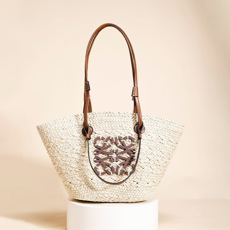 Large Capacity Straw Woven Bag for Women2025Summer new fashion vacation style beach bag single shoulder handbag for women