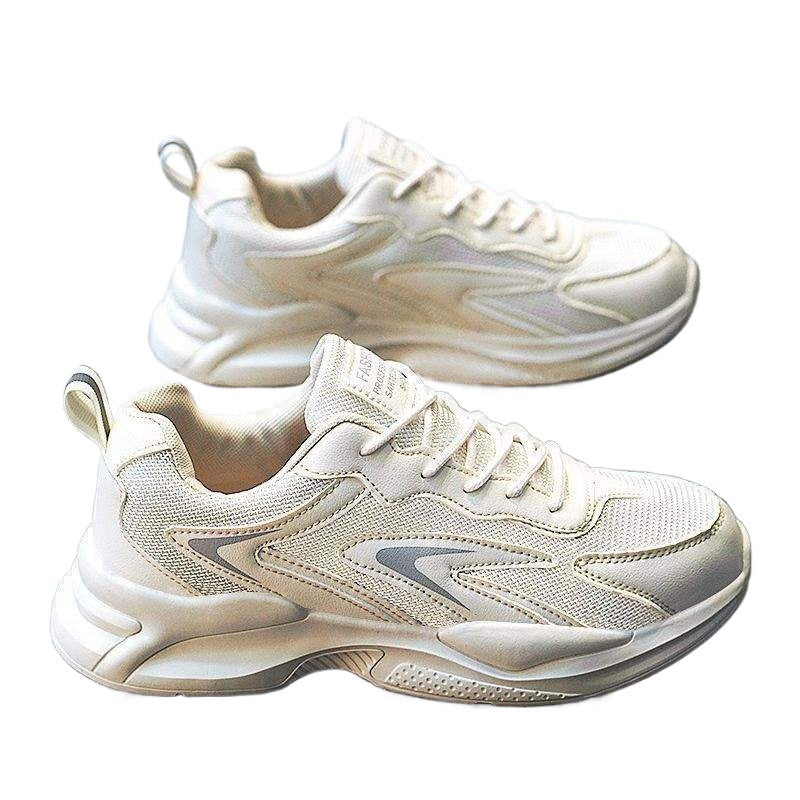Men's Shoes Summer New Breathable Mesh Shoes Men's Sports Shoes Korean Style Versatile White Shoes Thick Running Casual Shoes