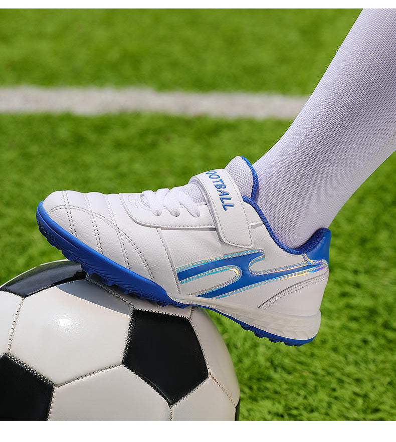 New football shoes for men and women with Velcro for children TF Broken Nail Style Youth Student Grassland Flat Training Shoes