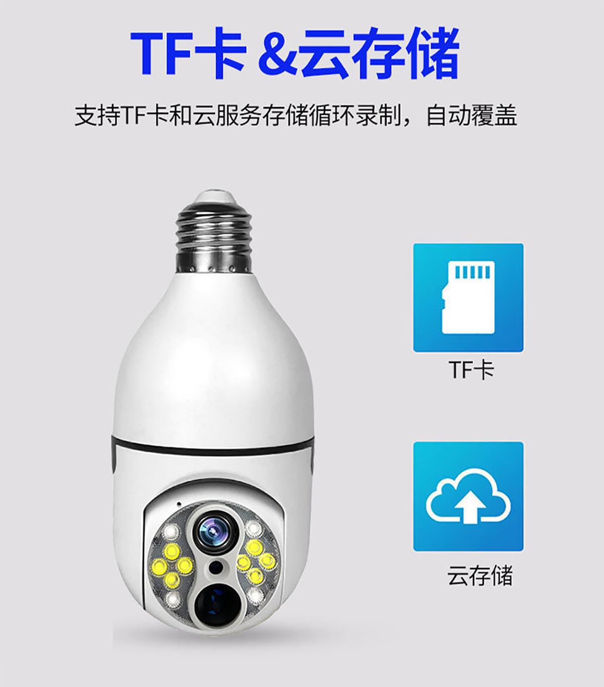 Binocular Bulb Surveillance Camera Zoom Lamp Head Surveillance Camera Full Color Night Vision Smart Lamp Head