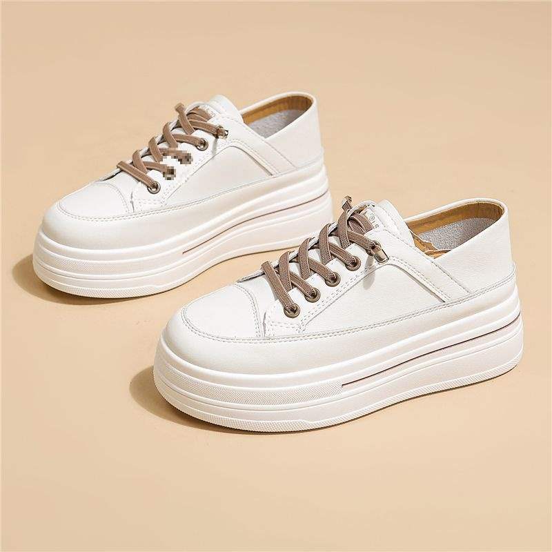 Women's Thick-Soled Height-Increasing White Sneakers for Spring and Autumn2025Summer New Hot-Selling Versatile Casual Slip-On Sneakers