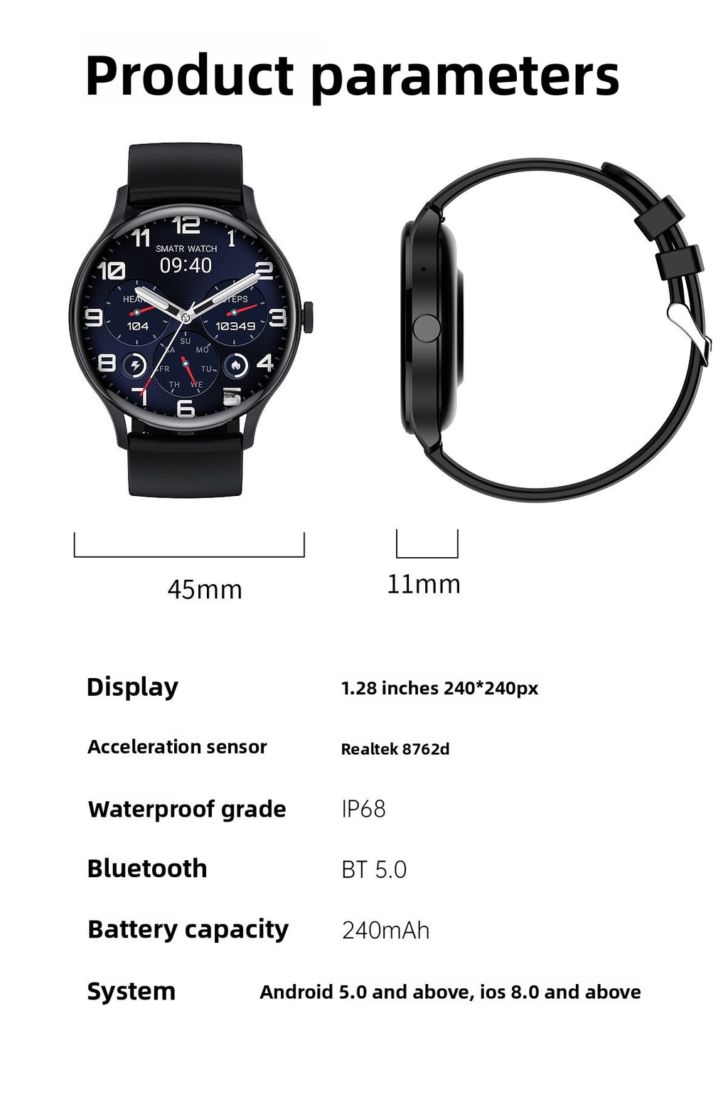 New HK33Smart watch multi-dial switching rotary button NFC Payment led Large Screen Factory