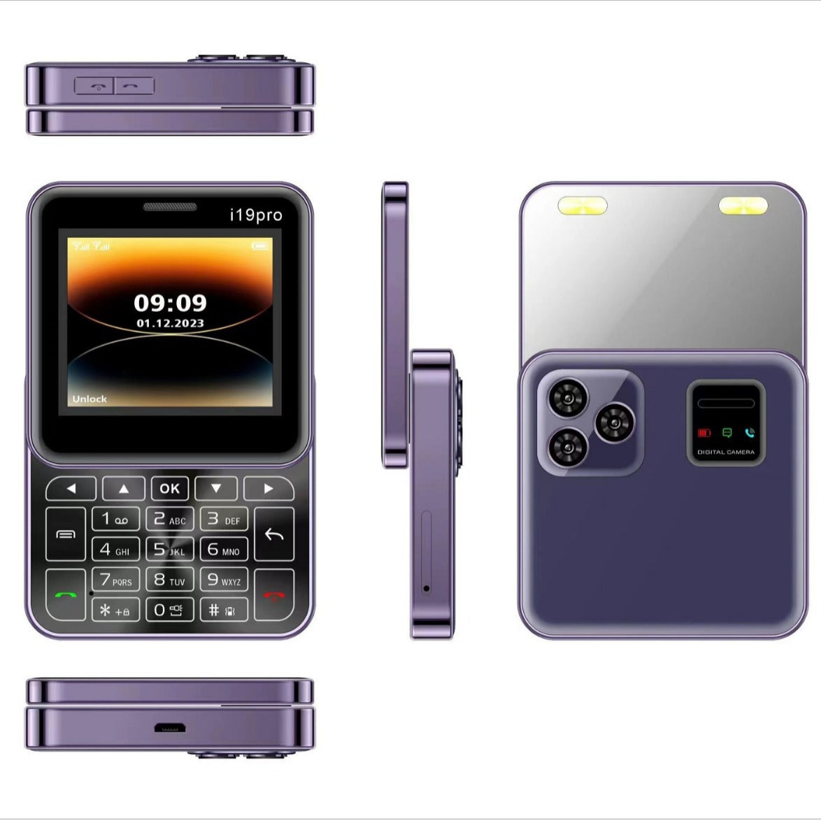 Mini Rotary Function button phonei19pro Rotate180Mini Phone