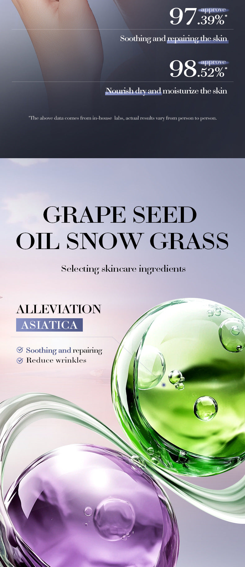 Cross-border Grape Seed Oil Centella Asiatica Double Layer Essence30ml Skin care essence liquid wholesale from foreign trade manufacturer