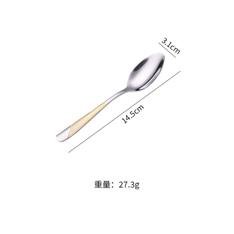 410Stainless Steel Star Diamond Western Steak Knife Fork Spoon Middle Eastern Titanium Coated Hotel Cutlery Knife Fork Spoon Partial Gold