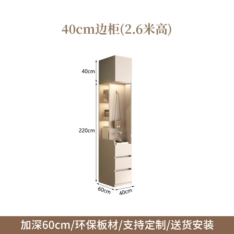 ENF Grade Pure Solid Wood Wardrobe Cream Color Bedroom Home Bedroom Wardrobe Handle-Free Segmented Oak Large Wardrobe