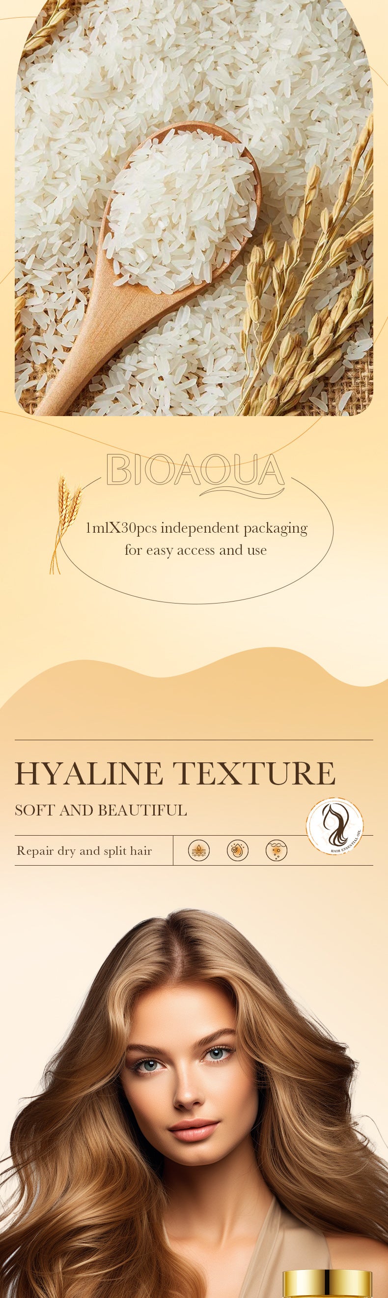 Rice Puree Hair Care Capsule Essential Oil BIOAOUA Repair and Nourish Conditioner Cross-Border Wholesale