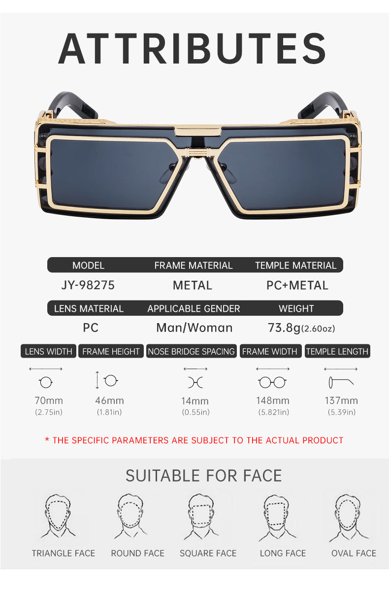 New Full Frame Glasses Men's Future Technology High-end Sense European and American fashion Square Frame Sunglasses Sunglasses shades