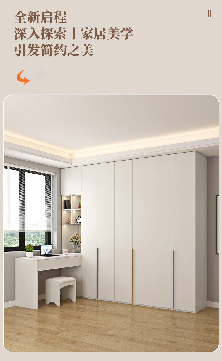 Custom Solid Wood Wardrobe for Home Bedroom Modern Simple Cream Style Hot-Selling Storage Cabinet One-Door to Ceiling Large Wardrobe