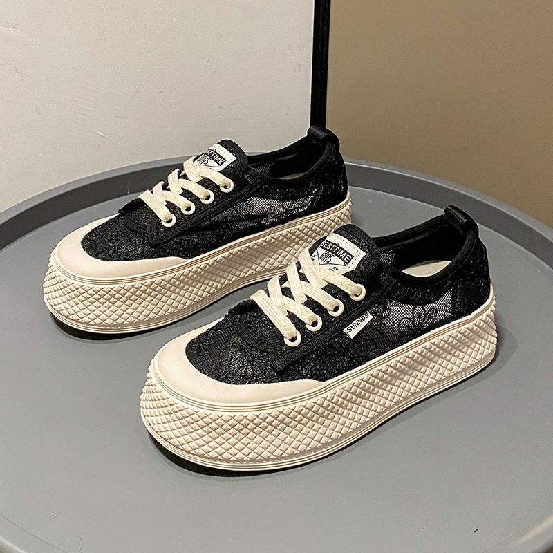 Summer Mesh Breathable Fisherman Shoes for Women with Height Increase6cm New soft-soled non-slip lace sports casual sneakers for women