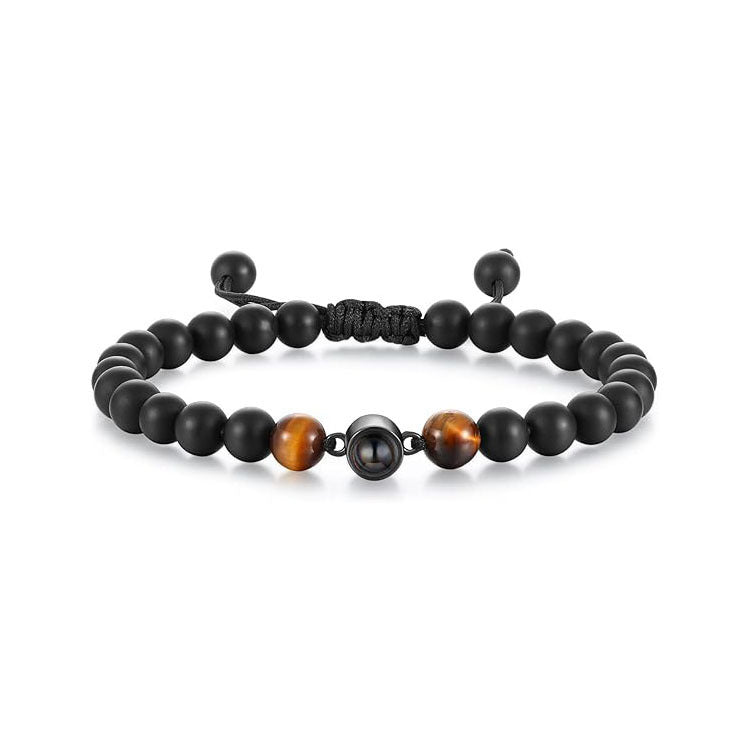 100Language Projection Bracelet Natural Tiger Eye Stone Holiday Gift Bracelet Black Matte Woven Couple Bracelet