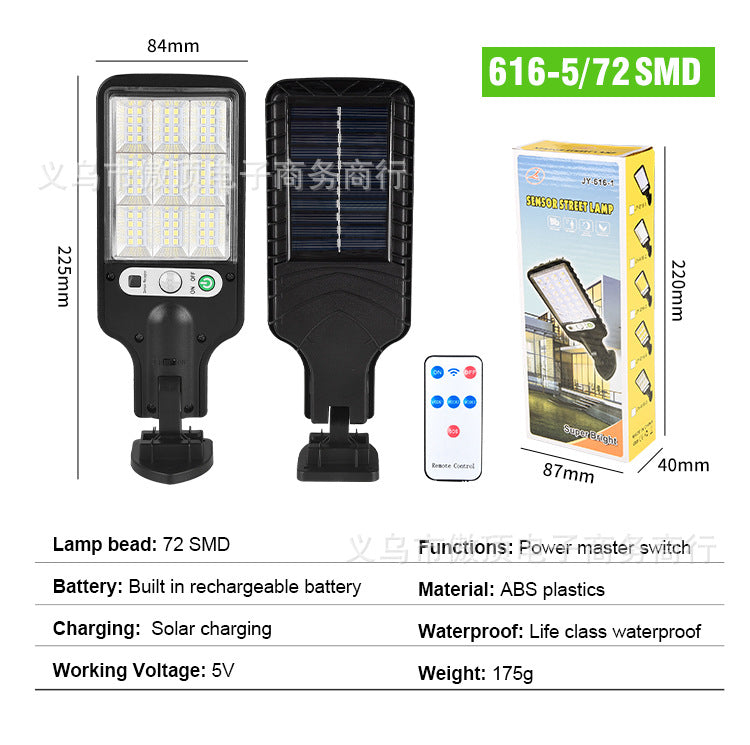 Outdoor Solar Street Light New Human Body Sensing Garden Light with Remote Control LED Wall Lamp Waterproof Garden Light