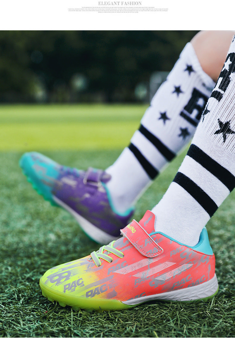 New Children's Magic Sticker Broken Nail Training Football Shoes Girls Boys Primary School Students Competition Training Sneakers