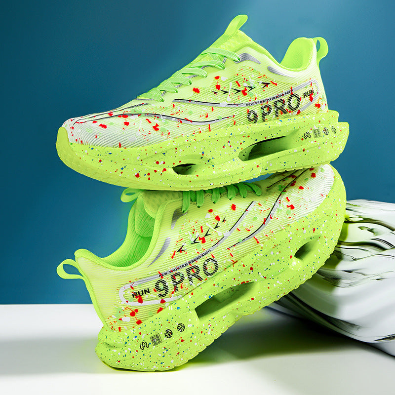 2025Autumn New Red Rabbit9Fluorescent Parent-Child Comfortable Sports Shoes High Elasticity Really Soft Sole Carbon Plate Wear-Resistant Running