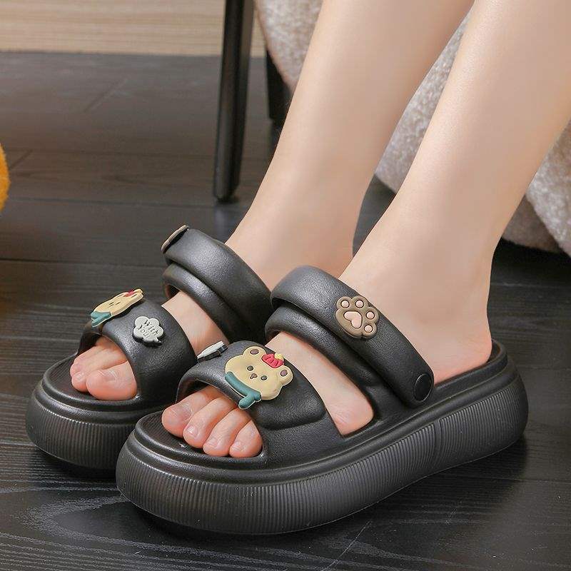 Thick Bottom eva Women's Summer New Indoor Slippers ins Cute Bowknot Sandals Non-Slip Height Increasing Outdoor Fashion