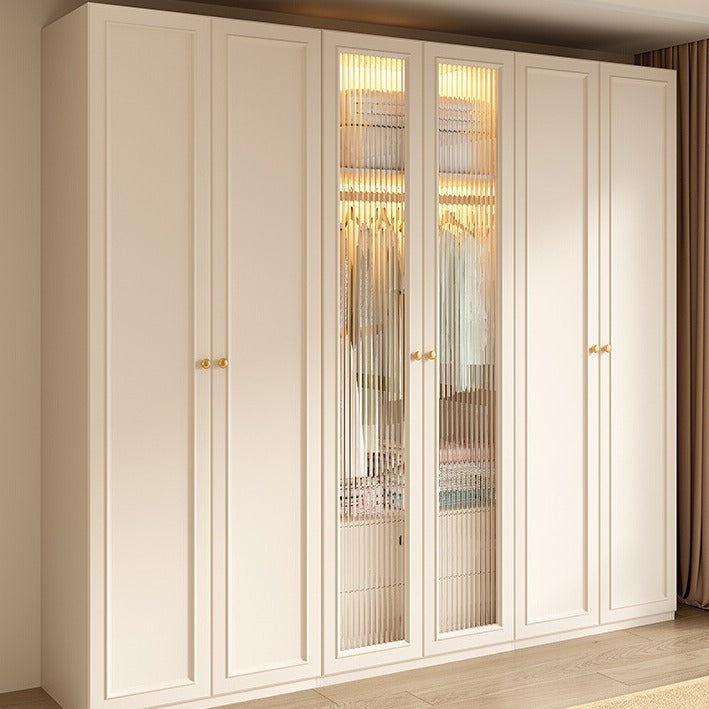 French Cream Style Wardrobe Small Apartment Home Cabinet Modern Simple Bedroom Full-Height Storage Cabinet Light Luxury Large Wardrobe