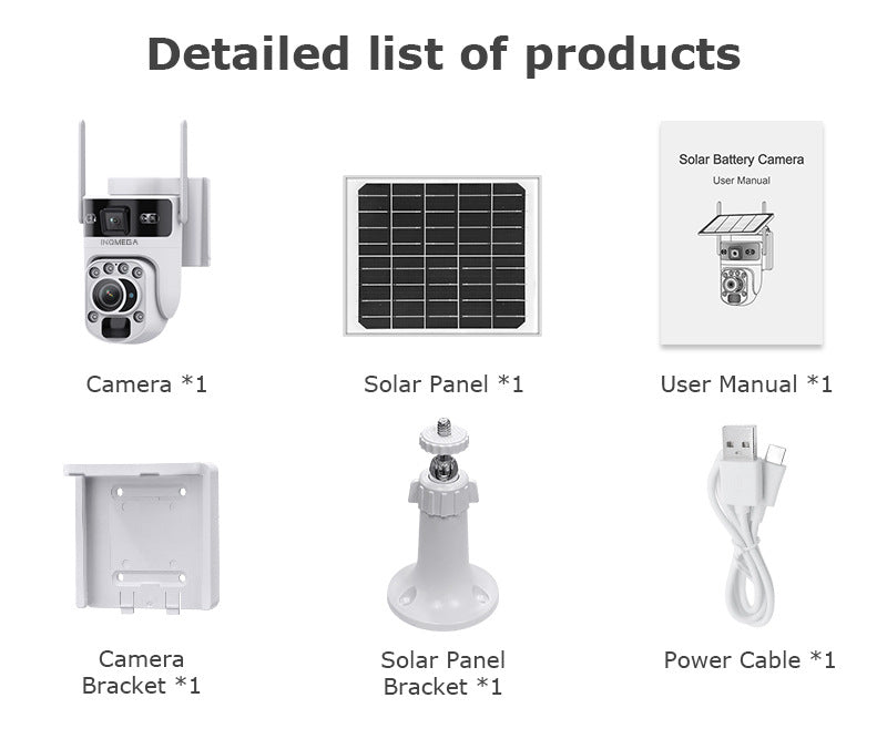 4G Solar-powered Camera6MP High Definition Full Color Dual Lens Dual Screen20X Zoom Solar Camera
