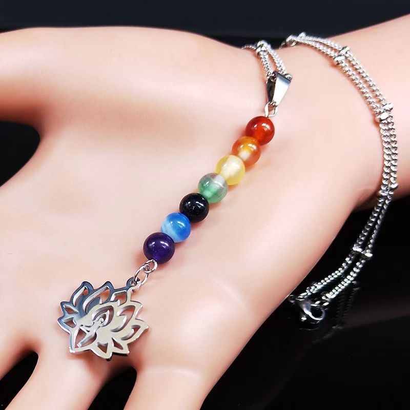 Tiger Eye Stone Double Row Bracelet Natural Stone Beaded Lucky Tree Pendant Bracelet Woven Double Layer Beaded Crystal Bracelet