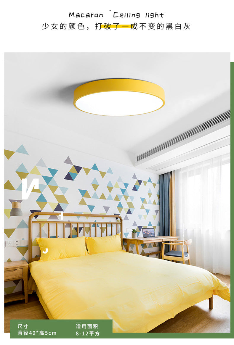 Macarons led Ceiling Light Round Modern Minimalist Bedroom Light Iron Art Ultra-thin Living Room Light Home Balcony Light
