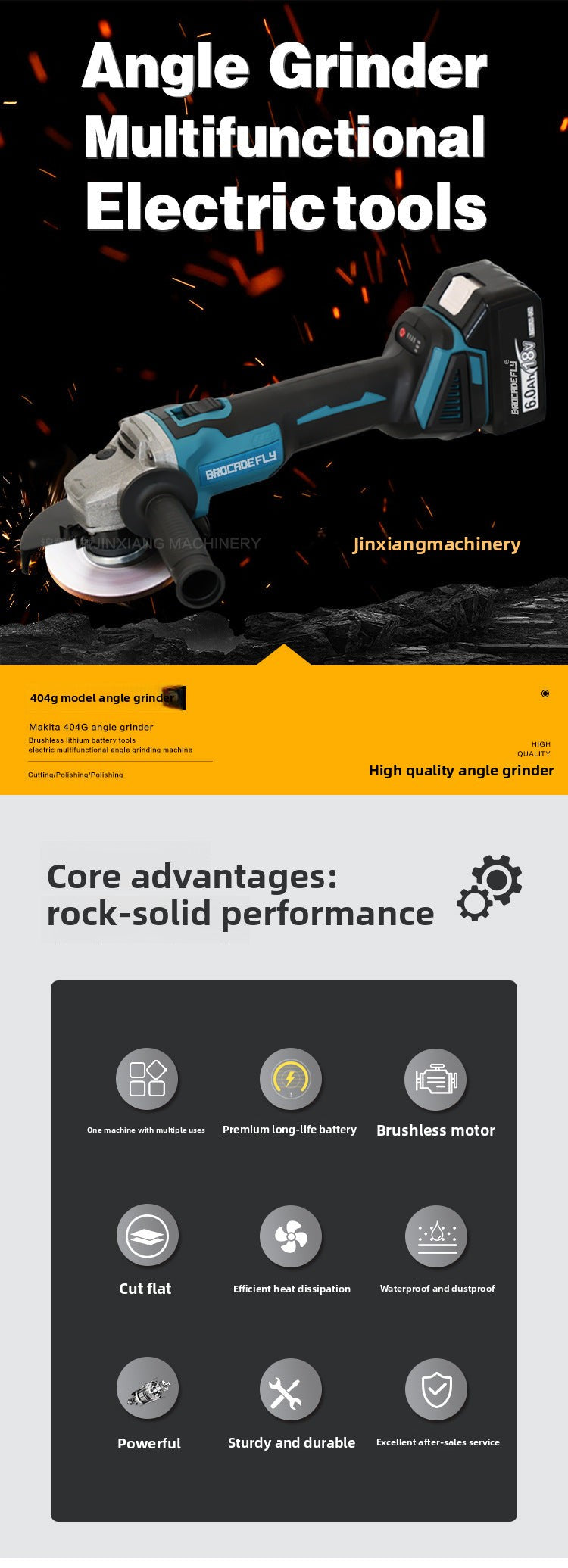 Multifunctional Lithium Battery Brushless Electric Angle Grinder Polisher Cutting Machine Rechargeable Durable Grinding Machine Electric