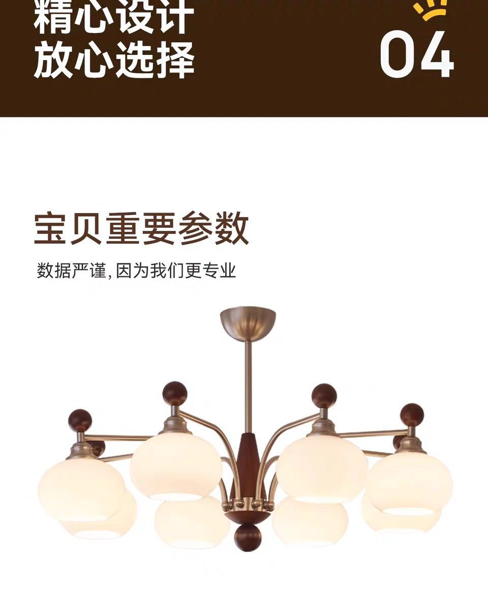 Vintage Retro Solid Wood Living Room Designer Persimmon Pendant Light Vintage French Cream Style Bedroom Living Room Dining Room Light