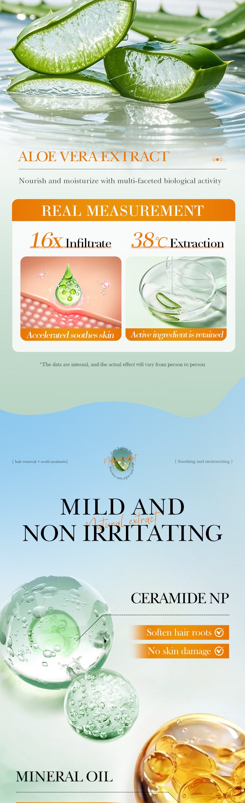 Aloe Vera Gentle Hair Removal Care2Set BIOAOUA Underarm Hair Removal Cream Cross-Border Wholesale