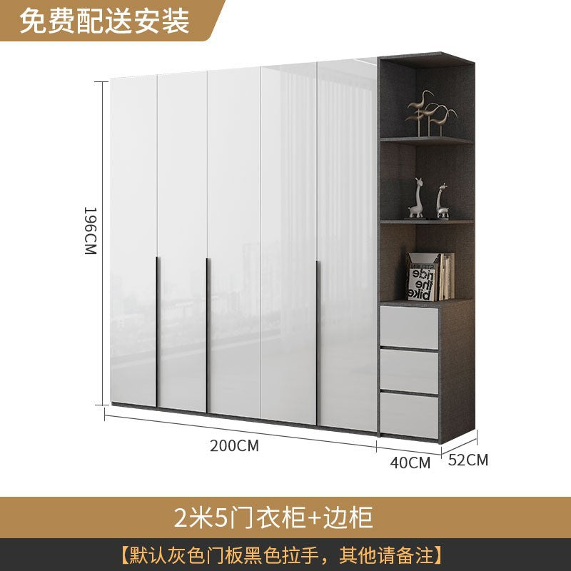 Modern Simple Wardrobe with Swing Doors, Storage Wardrobe with Dressing Table, Shelves, Side Cabinet, Bedroom Wardrobe, Entryway Installation